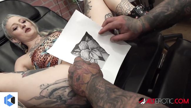 River Dawn INK Gets Her Pussy Tattooed While Blowing Sascha