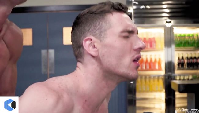 Guys got undressed and went fucking with condoms in dining room