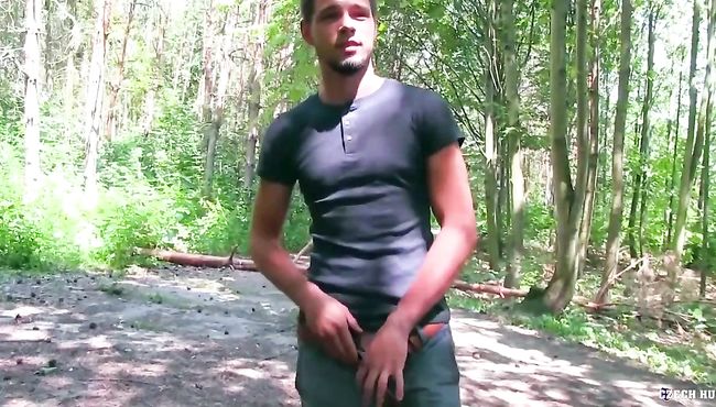 Good-looking Euro amateur rides cock in the woods